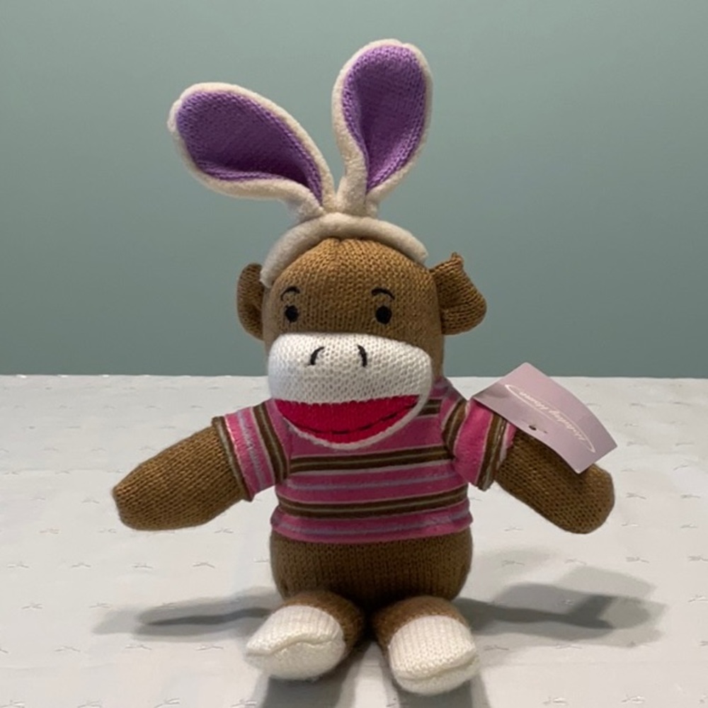 Sock Monkey Easter Bunny Knitted Toy